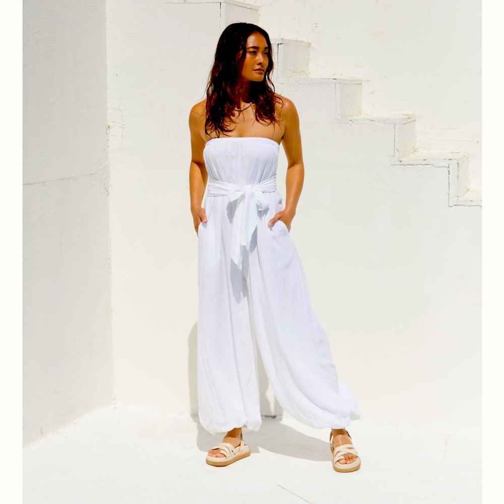 Anthropologie Seafolly Dunes Strapless Jumpsuit (White)